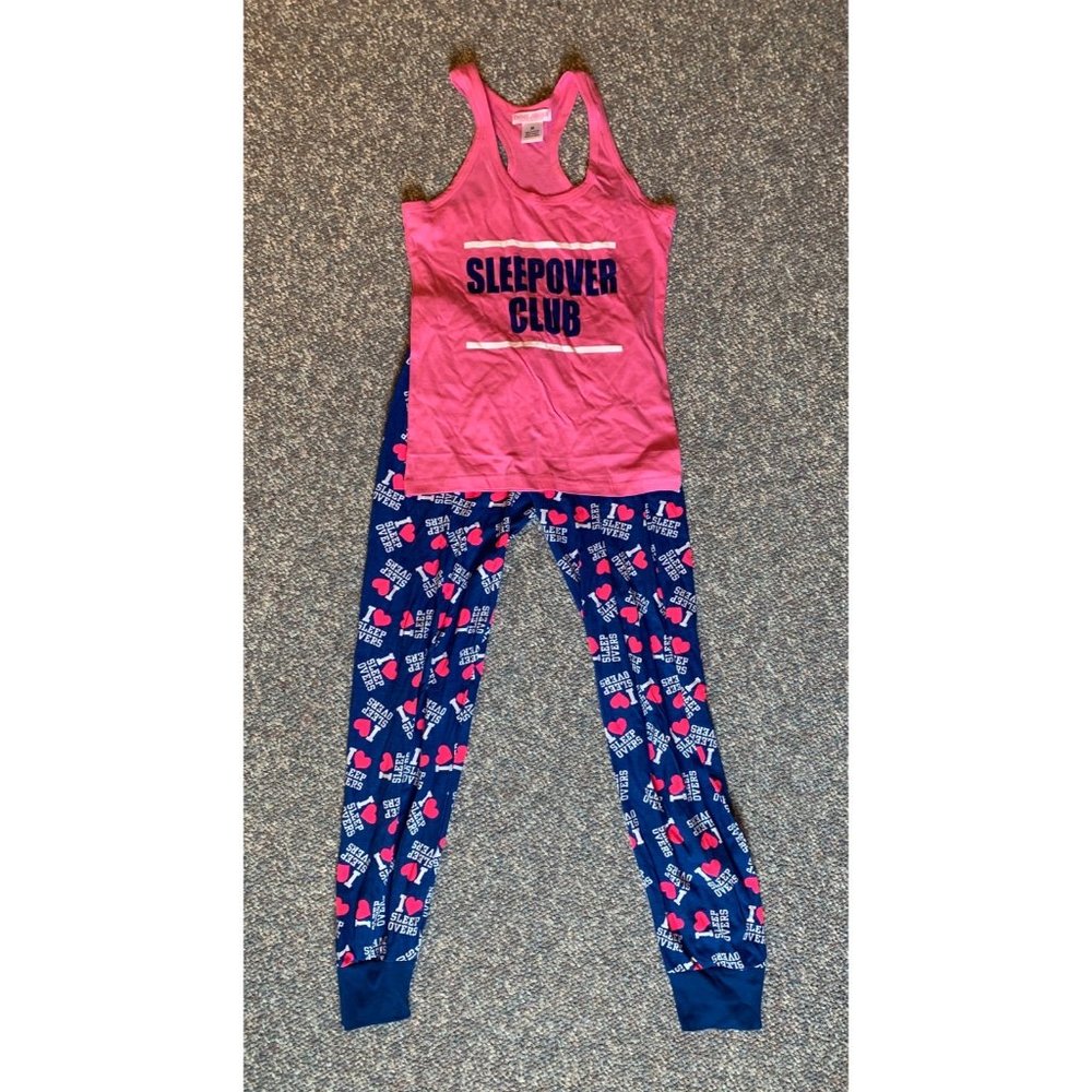 NWOT “Sleepover Club” Blue/Pink Pajama Set